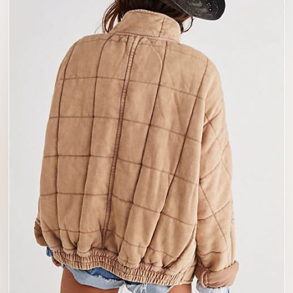 Free People Dolman Quilted Knot Jacket in Champagne Diamonds XS - Picture 2 of 7